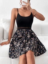 Floral Print Guipure Lace Insert Cami Dress
